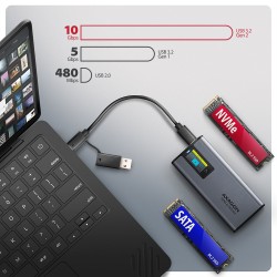 EEM2-SD2 Obudowa zewnętrzna aluminiowa bezśrubowa USB-A/C 3.… | PartsPC.pl