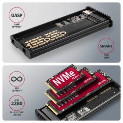 EEM2-SD2 Obudowa zewnętrzna aluminiowa bezśrubowa USB-A/C 3.… | PartsPC.pl
