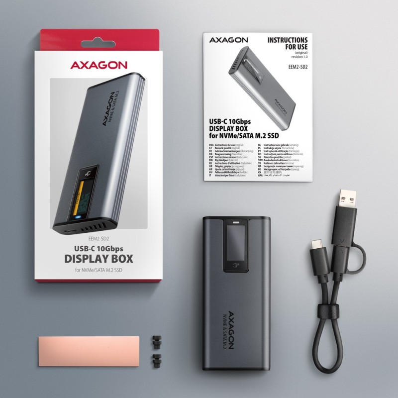 EEM2-SD2 Obudowa zewnętrzna aluminiowa bezśrubowa USB-A/C 3.… | PartsPC.pl