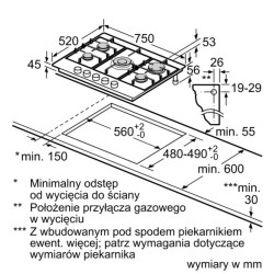 Płyta gazowa PCQ7A5I90 75 cm inox | PartsPC.pl