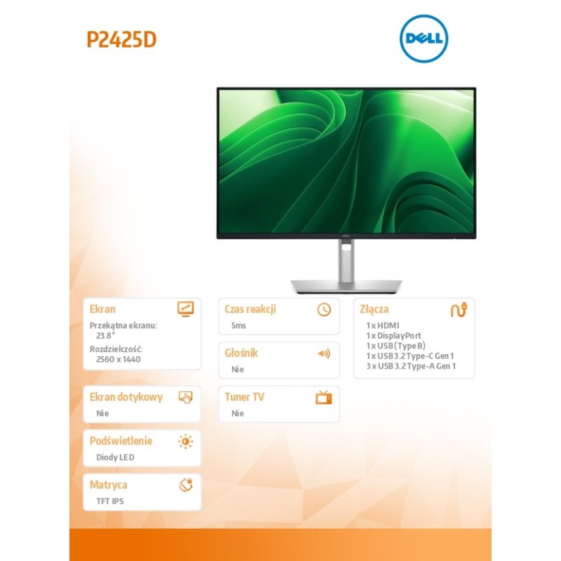 Monitor 23.8 cala P2425D IPS LED  QHD (2560x1440)/16:9/HDMI/… | PartsPC.pl