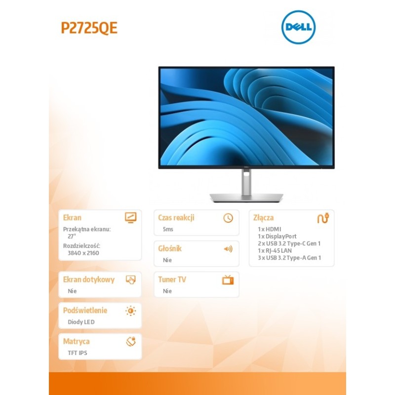 Monitor 27 cali P2725QE IPS LED UHD 4K(3840x 2160)/16:9/HDMI… | PartsPC.pl