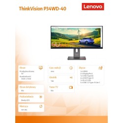Monitor ThinkVision P34WD-40 34 cale 64ADZAT1EU | PartsPC.pl