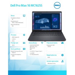 Stacja robocza Dell Pro Max 16 MC16255 Win11Pro AMD Ryzen 34… | PartsPC.pl