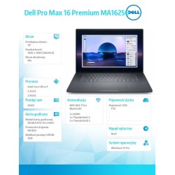 Stacja robocza Dell Pro Max 16 Premium MA16250 W11P U9-285H|… | PartsPC.pl