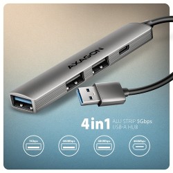 HUE-STA HUB 4-portowy 1x USB-A 5Gbps, 2x USB2.0 + 1x USB-C 2… | PartsPC.pl