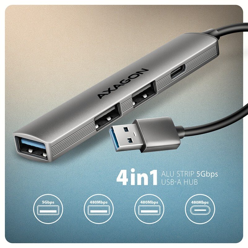 HUE-STA HUB 4-portowy 1x USB-A 5Gbps, 2x USB2.0 + 1x USB-C 2… | PartsPC.pl