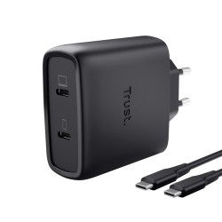 Ładowarka MAXO GaN 65W 2xUSB-C czarna | PartsPC.pl