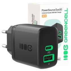 Ładowarka sieciowa 30W 1xUSB-C 1xUSB-A czarna | PartsPC.pl