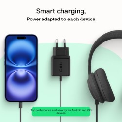 Ładowarka sieciowa 30W 1xUSB-C 1xUSB-A czarna | PartsPC.pl