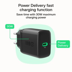 Ładowarka sieciowa USB 30W 1x USB-C CZARNA | PartsPC.pl