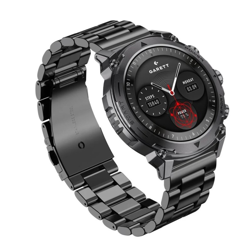 Smartwatch Garett Atom czarny stalowy | PartsPC.pl