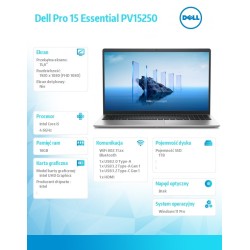 Laptop Dell Pro 15 Essential PV15250 W11P i5-1334U|16GB|1TB|… | PartsPC.pl