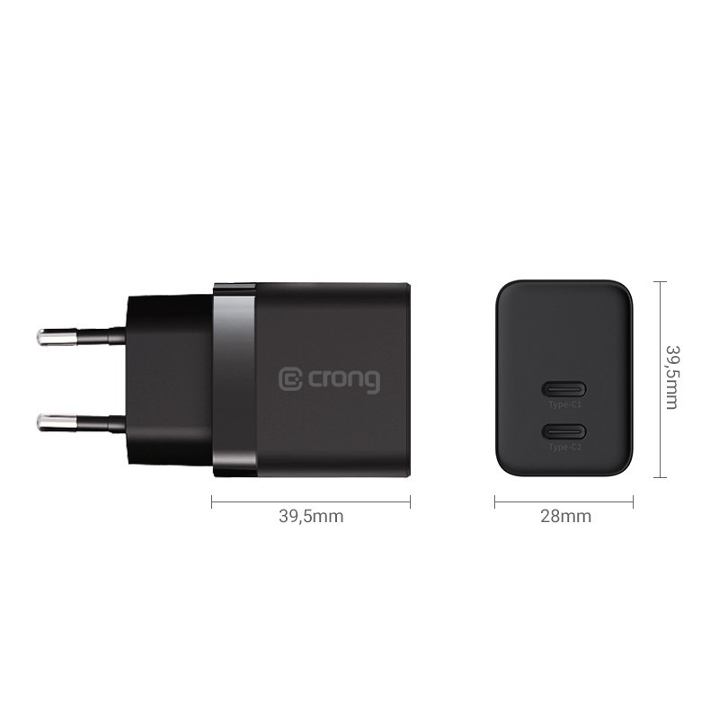 Ultra Compact GaN Ładowarka sieciowa 2x USB-C 35W PD 3.0 z P… | PartsPC.pl