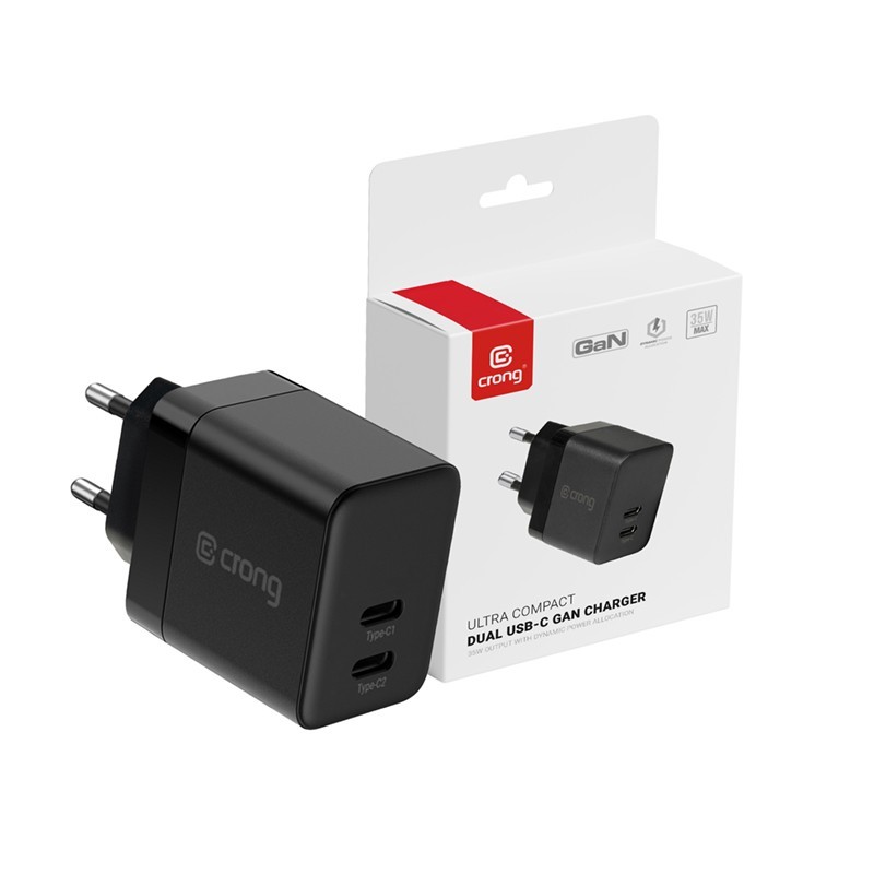 Ultra Compact GaN Ładowarka sieciowa 2x USB-C 35W PD 3.0 z P… | PartsPC.pl