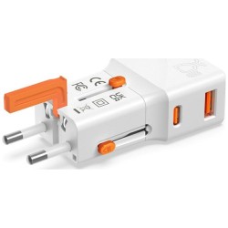 Ładowarka podróżna World Travel 25W USB-C + USB-A Biała | PartsPC.pl