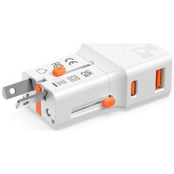 Ładowarka podróżna World Travel 25W USB-C + USB-A Biała | PartsPC.pl