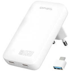 Ładowarka sieciowa FlatPlug 65W GaN Dual 2xUSB-C Biała | PartsPC.pl
