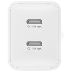 Ładowarka sieciowa PDPlug Dual 45W 2xUSB-C Biała | PartsPC.pl