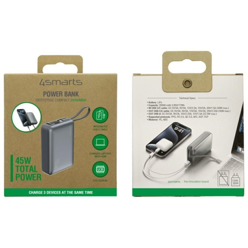 Powerbank Enterprice Compact 20000mAh 45W Szary | PartsPC.pl