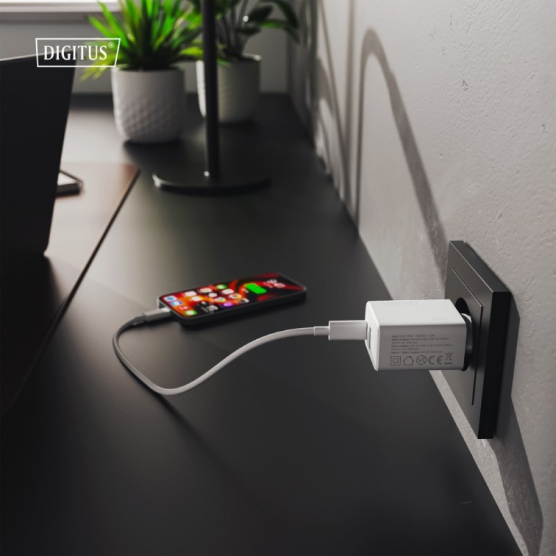 Ładowarka sieciowa DIGITUS 20W, 1x USB-C, 1x USB-A, PD 3.0, … | PartsPC.pl