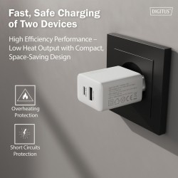 Ładowarka sieciowa DIGITUS GaN II 30W, 1x USB-C, 1x USB-A, P… | PartsPC.pl