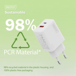 Ładowarka sieciowa DIGITUS GaN II 30W, 1x USB-C, 1x USB-A, P… | PartsPC.pl