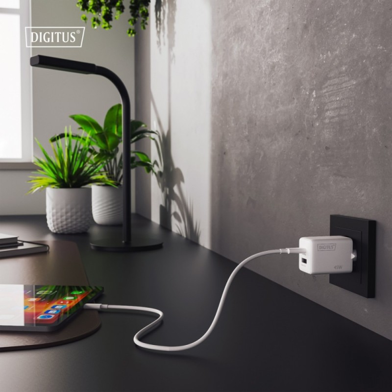 Ładowarka sieciowa DIGITUS GaN II 45W, 1x USB-C, 1x USB-A, P… | PartsPC.pl