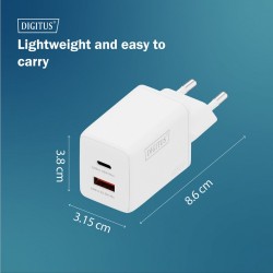 Ładowarka sieciowa DIGITUS GaN II 45W, 1x USB-C, 1x USB-A, P… | PartsPC.pl