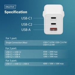 Ładowarka sieciowa DIGITUS GaN II 67W, 2x USB-C, 1x USB-A, P… | PartsPC.pl