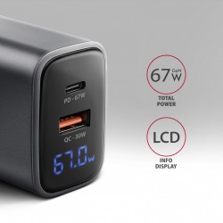 ACU-PQ67D Ładowarka sieciowa PD&QC 67W 2-port GaN, Ekran LED… | PartsPC.pl