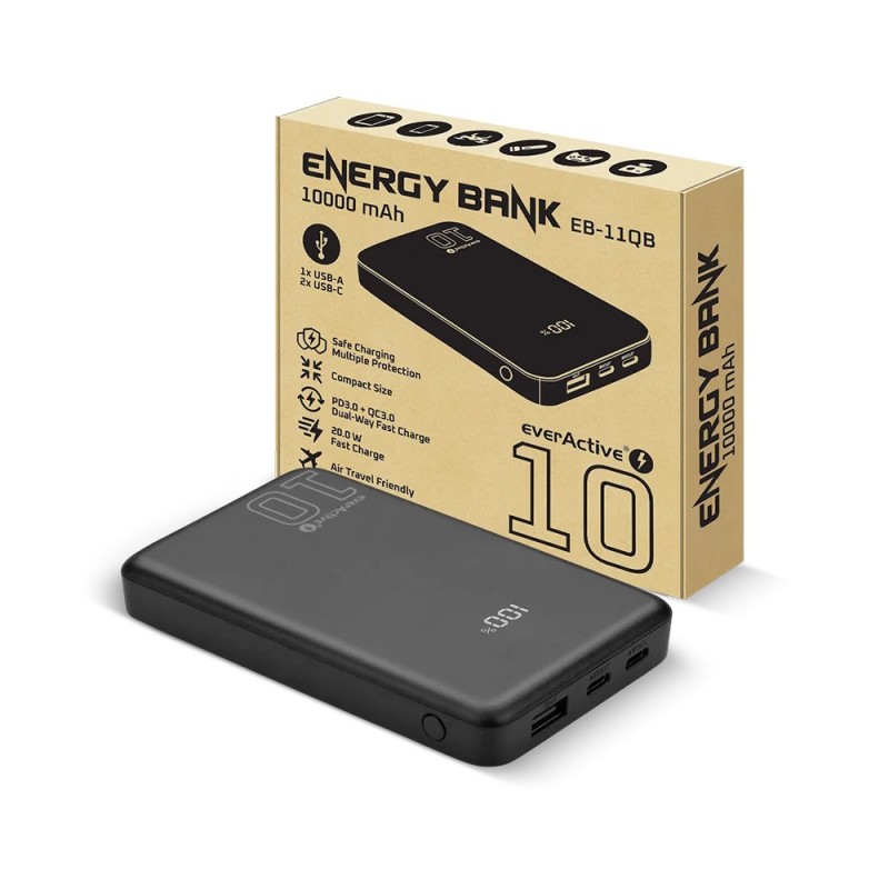 Powerbank everActive EB-10QB 10 000mAh 1x USB + 2x USB-C 20W… | PartsPC.pl