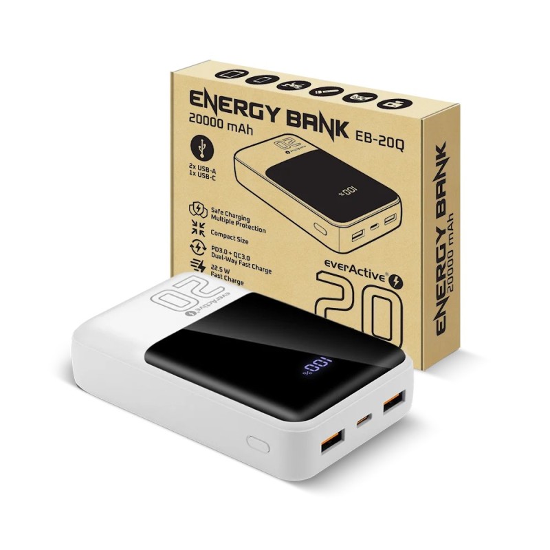 Powerbank everActive EB-20Q 20 000mAh 2x USB + 1x USB-C 22,5… | PartsPC.pl