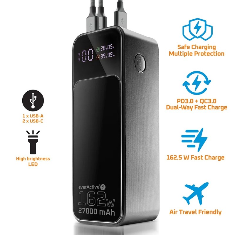 Powerbank everActive EB-27Q 27 000mAh 1x USB + 2x USB-C 162,… | PartsPC.pl
