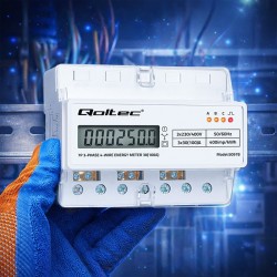 Miernik zużycia energii Qoltec trójfazowy na szynę DIN | PartsPC.pl