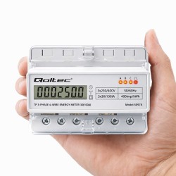 Miernik zużycia energii Qoltec trójfazowy na szynę DIN | PartsPC.pl