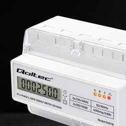 Miernik zużycia energii Qoltec trójfazowy na szynę DIN | PartsPC.pl