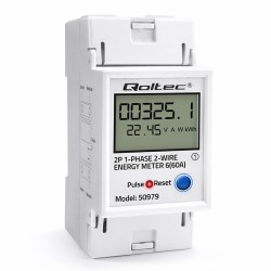 Miernik zużycia energii Qoltec jednofazowy na szynę DIN | PartsPC.pl