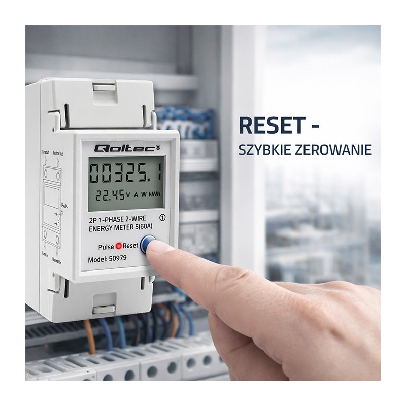 Miernik zużycia energii Qoltec jednofazowy na szynę DIN | PartsPC.pl