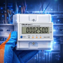 Miernik zużycia energii Qoltec trójfazowy na szynę DIN | PartsPC.pl