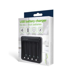 Ładowarka USB do akumulatorów AA/AAA, czarna | PartsPC.pl