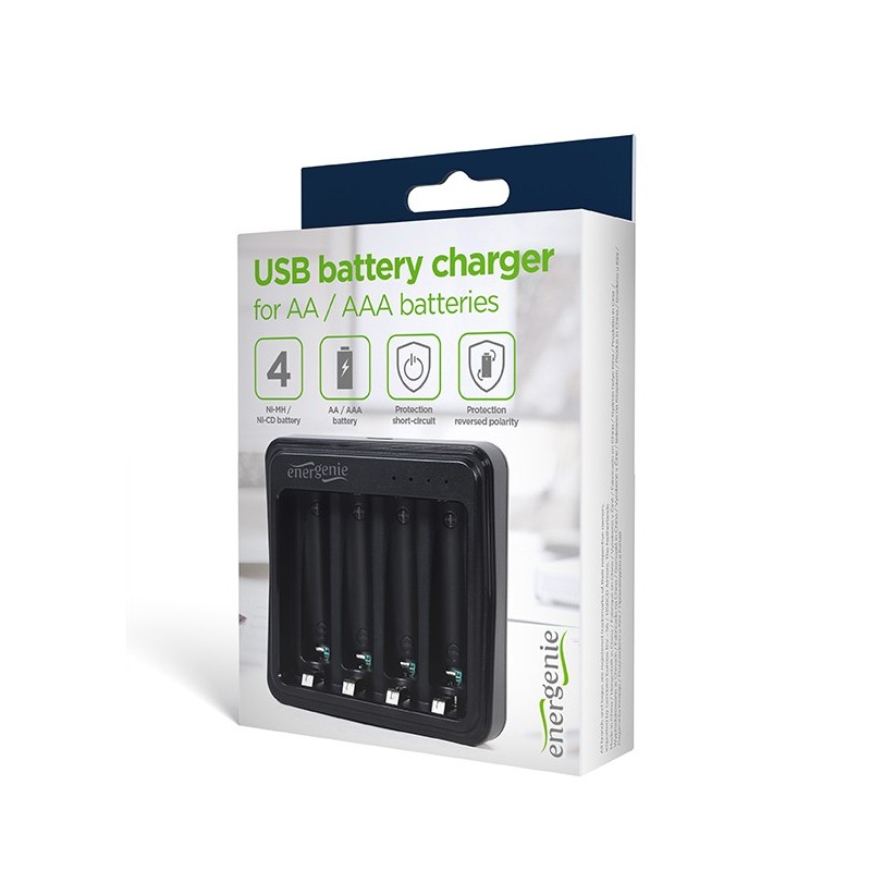 Ładowarka USB do akumulatorów AA/AAA, czarna | PartsPC.pl