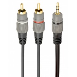 Kabel stereo minijack 3.5mm na 2*RCA 2.5m pozłacane złącza | PartsPC.pl