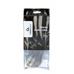 Kabel stereo minijack 3.5mm na 2*RCA 2.5m pozłacane złącza | PartsPC.pl