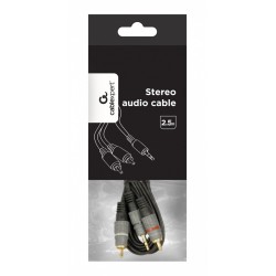 Kabel stereo minijack 3.5mm na 2*RCA 2.5m pozłacane złącza | PartsPC.pl