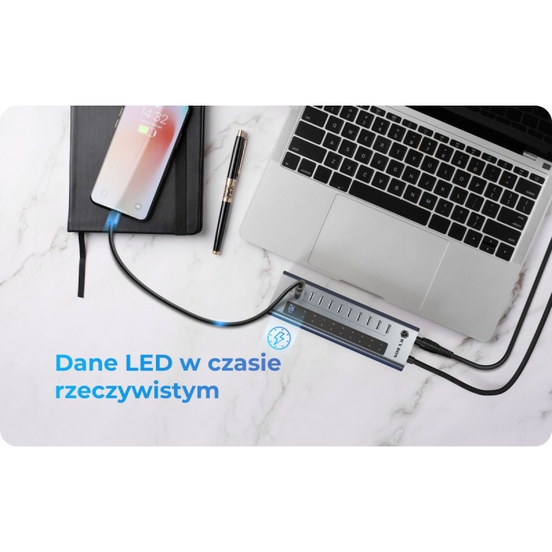 HUB IB-HUB1450-C31 10 x USB TYPE-C Gen 2 z zasilaczem | PartsPC.pl