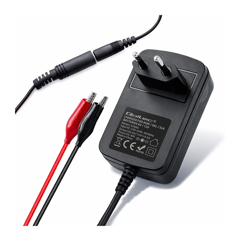 Ładowarka do akumulatora Qoltec 6V/12V 6W | PartsPC.pl