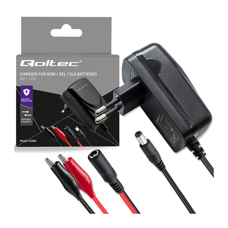 Ładowarka do akumulatora Qoltec 6V/12V 6W | PartsPC.pl