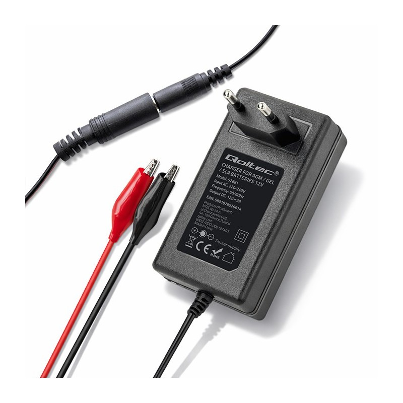 Ładowarka do akumulatora Qoltec 12V | 2A | 24W | PartsPC.pl