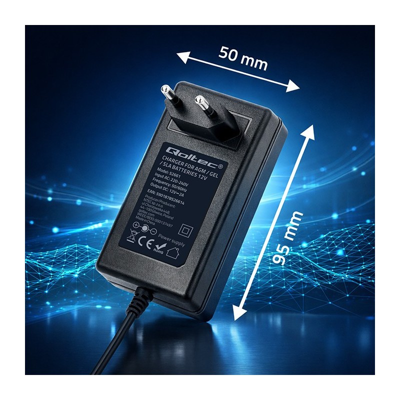 Ładowarka do akumulatora Qoltec 12V | 2A | 24W | PartsPC.pl